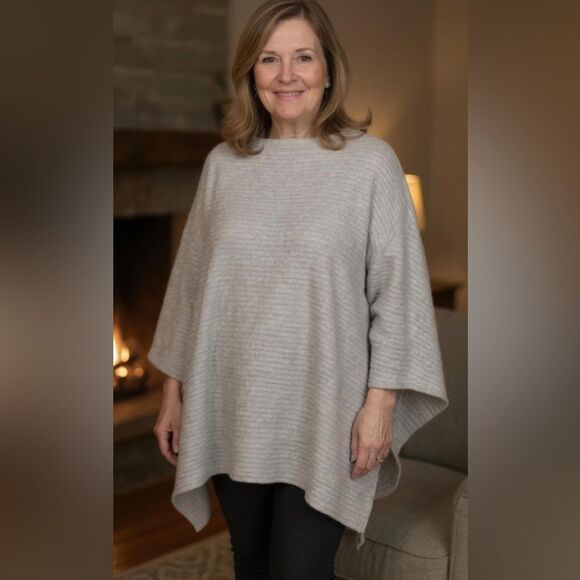 Cynthia Rowley Grey Sweater Cape Poncho Size OS - Picture 1 of 5
